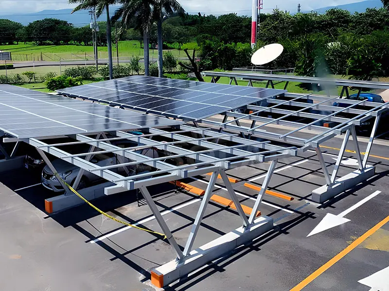 米国の80KWオールアルミニウムカーポートソーラーパネルシステム